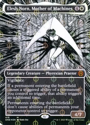 Elesh Norn, Mother of Machines (Borderless) (Step-and-Compleat Foil) #419 (Phyrexia: All Will Be One)